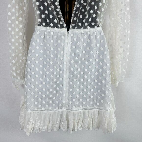Alice McCall Forever Young White Lace Illusion Ruffle Mini Dress US 2 Bridal - Picture 7 of 11
